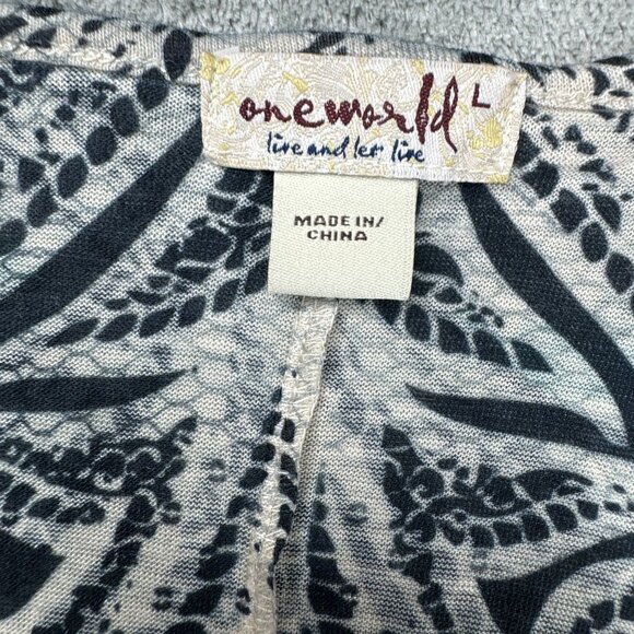 One World Women's Tunic Blouse Pullover Half Sleeve Size Large Beautiful - Picture 6 of 9
